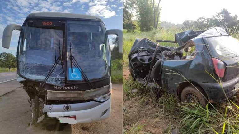 Motorista fica gravemente ferido em batida frontal com ônibus na BR-365, em João Pinheiro - Foto: Divulgação/PRF