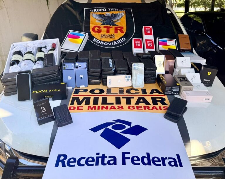 Receita Federal apreende R$ 1 milhão em eletrônicos contrabandeados na BR-153, em Frutal - Foto: Divulgação/Receita Federal