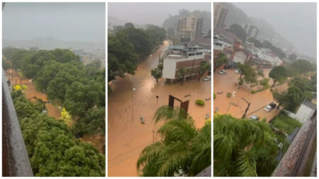 Rio Pomba transborda e deixa Cataguases alagada após chuva intensa - Foto: Reprodução
