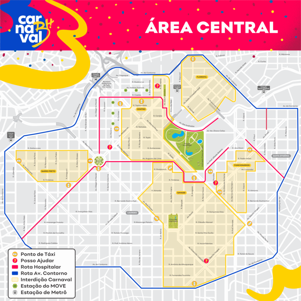Carnaval em BH: mapa com bloqueios e interdições até terça-feira (7) - Foto: Divulgação/BHTrans