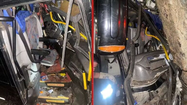 BR-262: ônibus com turistas mineiros sofrem acidente em Marechal Floriano (ES) - Foto: Reprodução