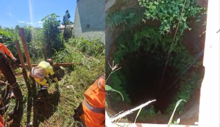 Homem é resgatado após passar horas dentro de poço em Mário Campos - Foto: Divulgação/Corpo de Bombeiros