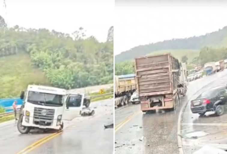 Acidente entre carro e caminhão deixa dois feridos na BR-040, em Santos Dumont Acidente entre carro e caminhão deixa dois feridos na BR-040, em Santos Dumont - Foto: Reprodução/Redes Sociais
