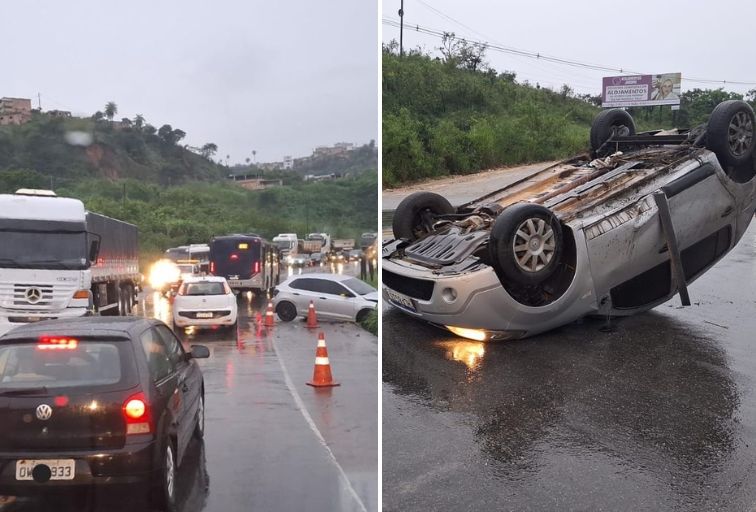 Chuva provoca acidentes e longos congestionamentos na BR-381, na Grande BH - Foto: Reprodução/Redes Sociais