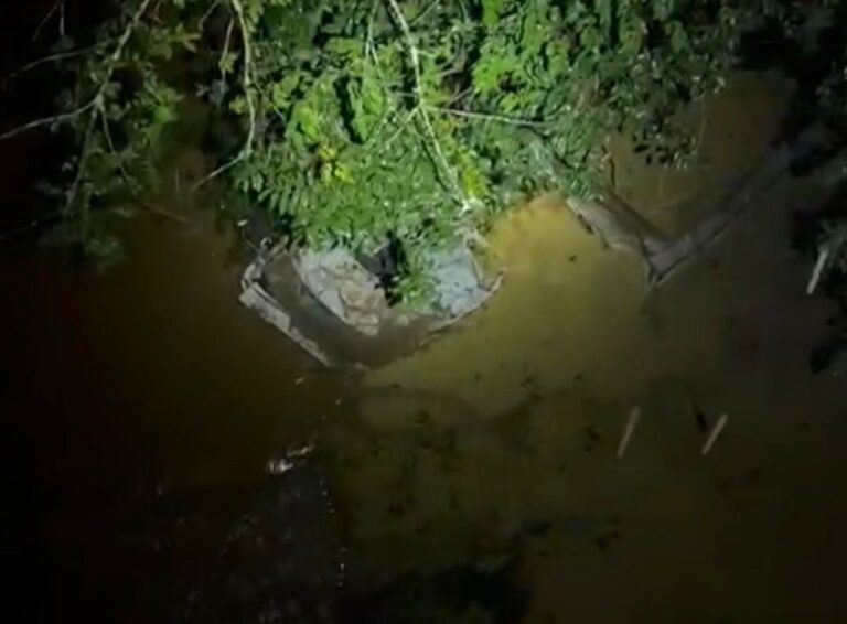 Motorista morre após caminhão cair de ponte na BR-365 em Patos de Minas - Foto: Divulgação/Corpo de bombeiros