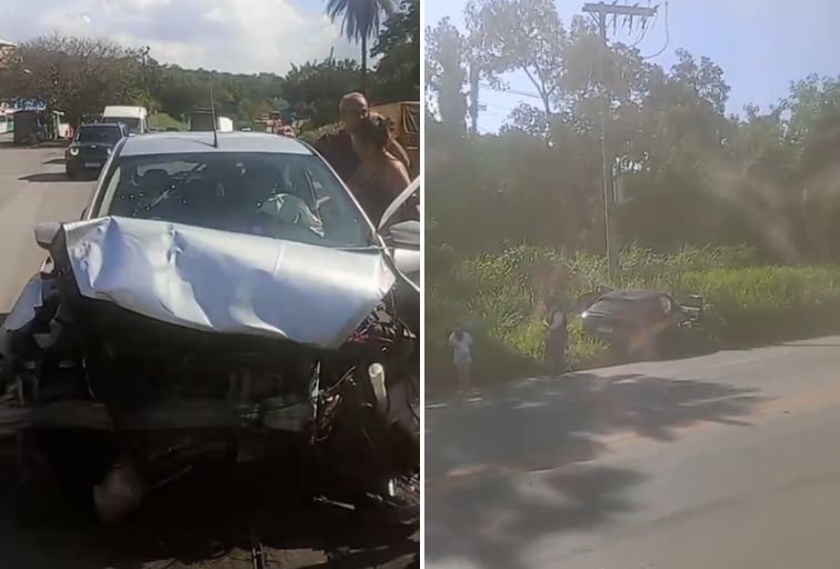 Três pessoas ficam feridas após acidente frontal na BR-381, em Sabará - Foto: Reprodução/Redes Sociais