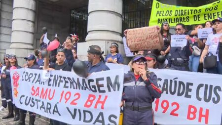 Servidores do Samu de BH fazem paralisação contra cortes e redução de equipes - Foto: Reprodução/TV Globo