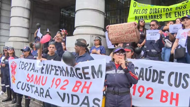 Servidores do Samu de BH fazem paralisação contra cortes e redução de equipes - Foto: Reprodução/TV Globo