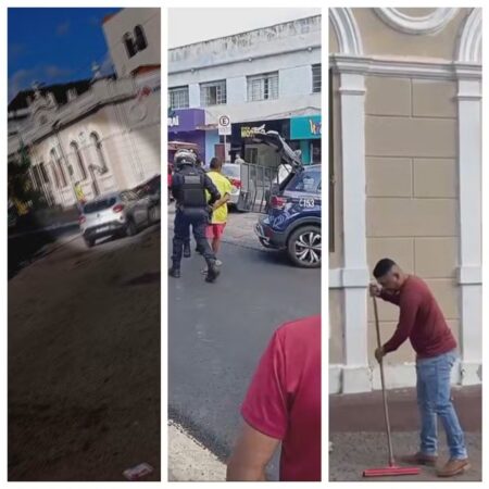 Homem arremessa tampa de bueiro contra Câmara Municipal de Nova Lima e é detido - Foto: Reprodução/Redes sociais