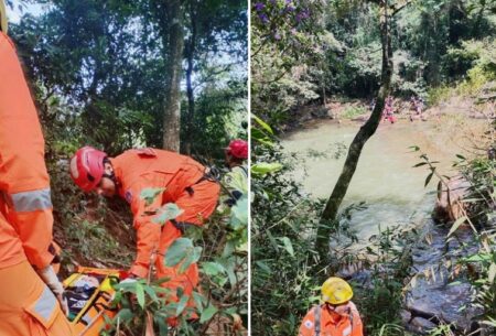 Mulher é resgatada após queda em cachoeira de Brumadinho - Foto: Divulgação/CBMMG