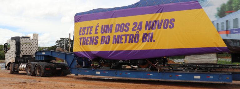 Dois novos trens chegam ao metrô de BH e primeiro deve operar em abril - Foto: Divulgação/Seinfra