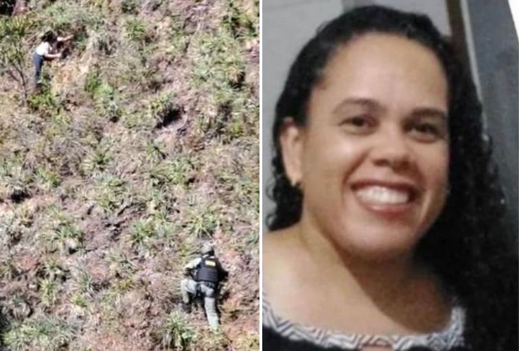 Imagens mostram mulher desaparecida sendo resgatada em penhasco na Grande BH - Foto: Divulgação/PMMG + PCMG