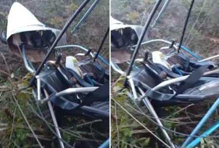 Avião faz pouso de emergência em área de mata em Nova Lima, na Grande BH - Foto: Divulgação/CBMMG