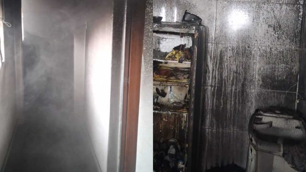 Vela acesa sobre geladeira provoca incêndio em casa no bairro Nova Suíssa, em BH - Foto: Divulgação/Corpo de Bombeiros