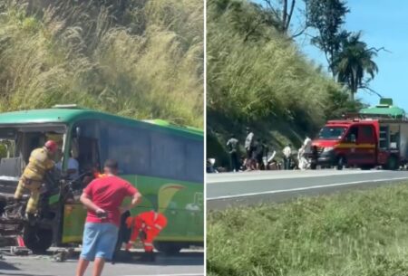 Acidente entre ônibus e caminhão deixa vítimas na BR-040, em Sete Lagoas - Foto: Reprodução/Redes Sociais
