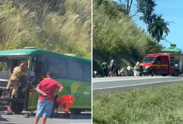 Acidente entre ônibus e caminhão deixa vítimas na BR-040, em Sete Lagoas - Foto: Reprodução/Redes Sociais