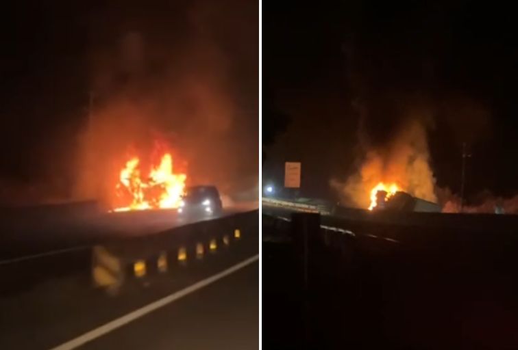 BR-381: Morre carbonizado motorista após carreta com produto tóxico pegar fogo - Foto: Reprodução/Redes Sociais