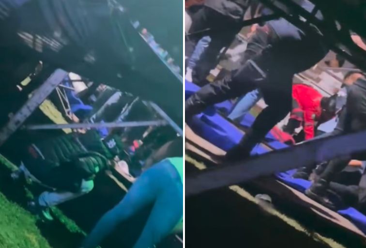 Estrutura de camarote desaba e cinco pessoas ficam feridas no Parque de Exposição de Itabira - Foto: Reprodução/Redes Sociais