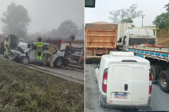 Batida entre carreta e caminhonete mata dois e deixa um ferido na MG-050, em Formiga - Foto: Reprodução