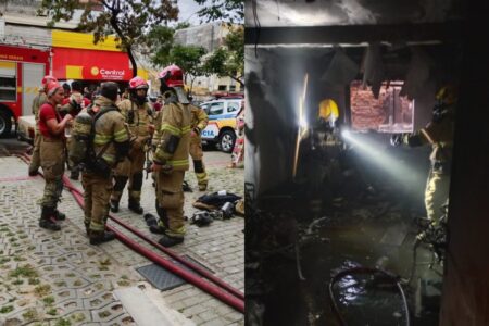 Incêndio destrói apartamento no bairro Coração Eucarístico, em BH - Foto: Divulgação/CBMMG