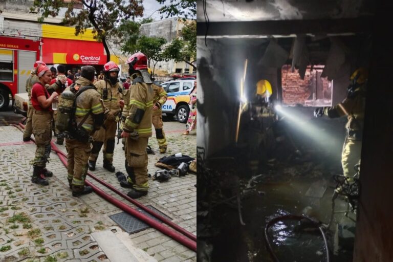 Incêndio destrói apartamento no bairro Coração Eucarístico, em BH - Foto: Divulgação/CBMMG
