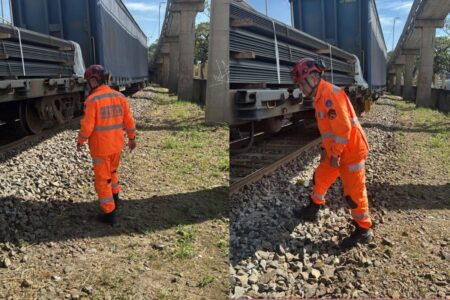 Jovem fica gravemente ferido após ser atropelado por trem em Juiz de Fora - Foto: Divulgação/CBMMG