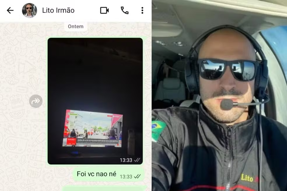 “Não era você, né?”: irmã de piloto paranaense envia mensagem após ver queda de avião em BH - Foto: Reprodução/Keli Pereira
