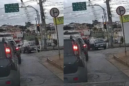 Câmera flagra roubo de carro no semáforo da Cristiano Machado, em BH - Foto: Reprodução