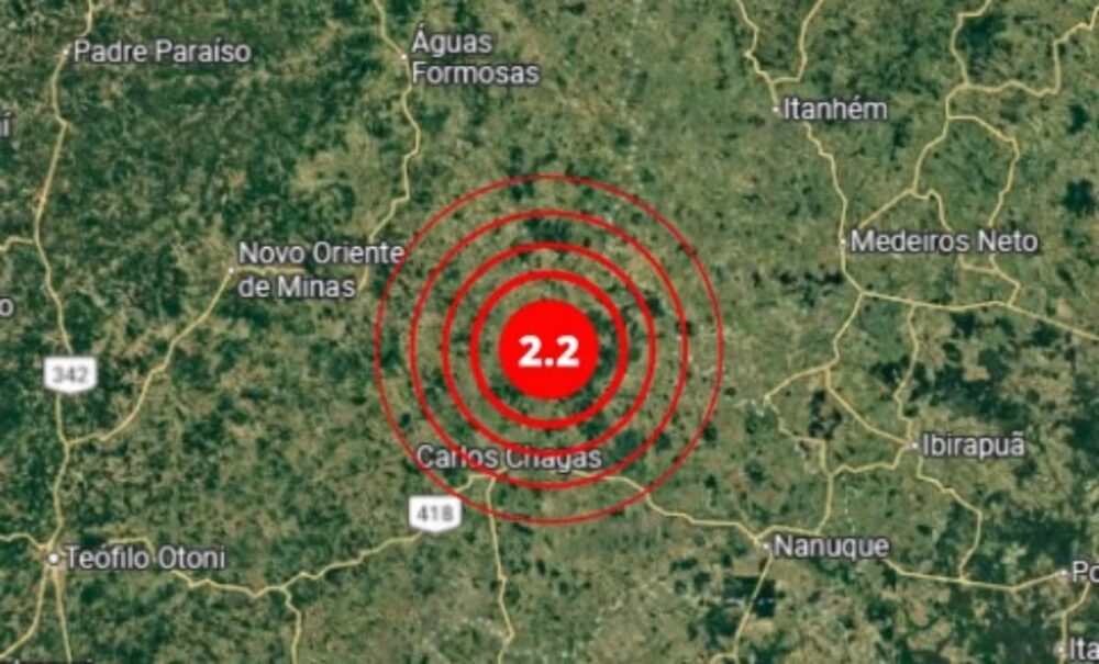 Tremor de terra de magnitude 2,2 é registrado em cidade de MG - Foto: Divulgação/RSBR