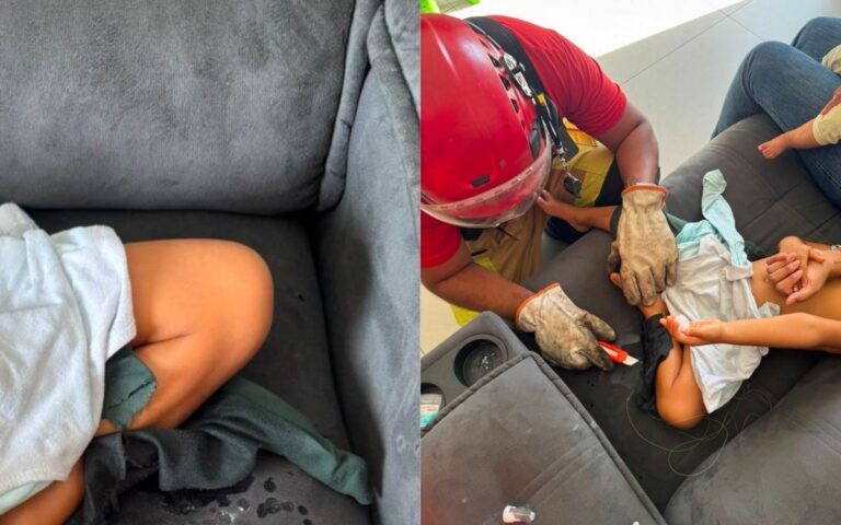 Grande BH: Criança fica colada em sofá após derramar supercola - Foto: Divulgação/Corpo de Bombeiros