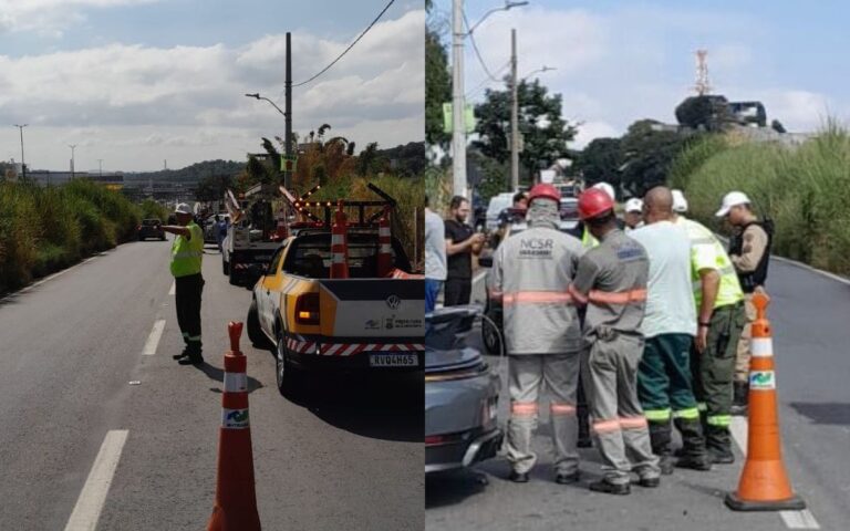 Motorista de Porsche perde controle e derruba poste no Anel Rodoviário, em BH Motorista de Porsche perde controle e derruba poste no Anel Rodoviário de BH - Foto: Divulgação/BH Mobilidade