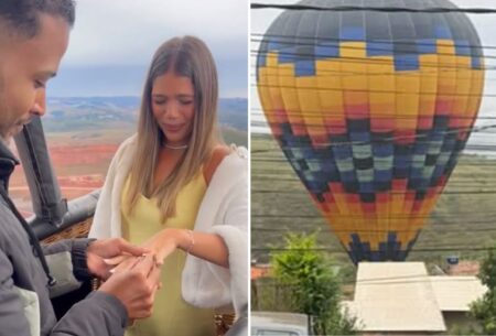 Pedido de casamento em balão termina com pouso inesperado e assusta moradores em Itabirito Pedido de casamento em balão termina com pouso inesperado e assusta moradores em Itabirito - Foto: Reprodução/Redes Sociais