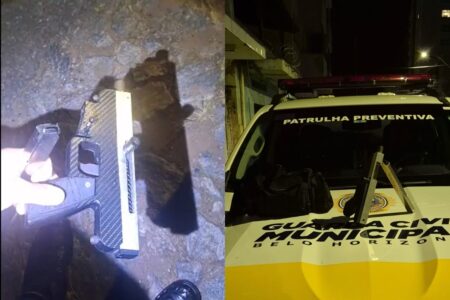 Homem é preso com submetralhadora artesanal no bairro Mangabeiras, em BH - Foto: Divulgação / Guarda Civil Municipal de Belo Horizonte