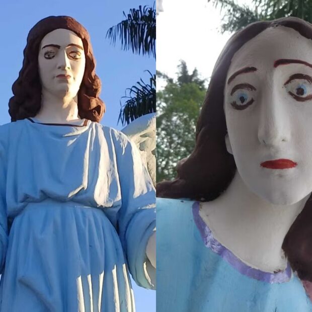 Restauração de imagens sacras vira alvo de críticas e memes em cidade de MG - Foto: Reprodução