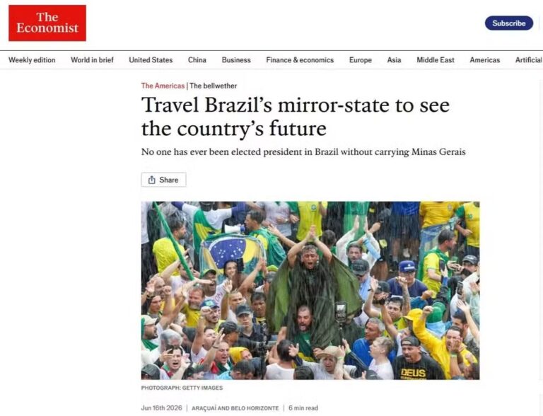 Revista britânica aponta dívida de Minas como ameaça e acende alerta para futuro do estado - Foto: Reprodução/The Economist