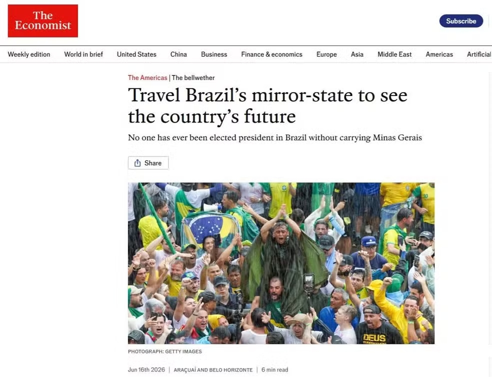 Revista britânica aponta dívida de Minas como ameaça e acende alerta para futuro do estado - Foto: Reprodução/The Economist