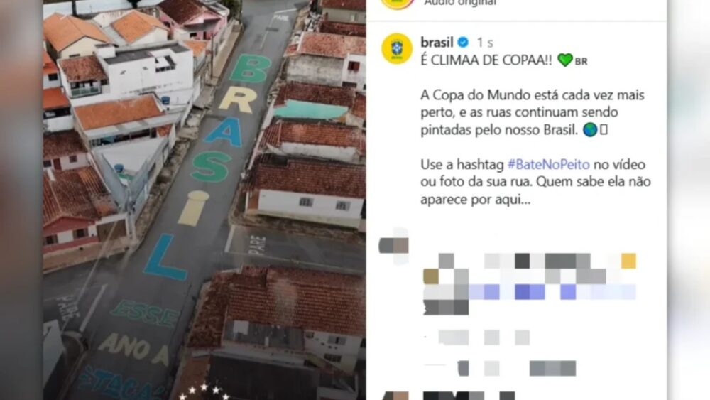 Rua decorada de Pouso Alegre abre vídeo da CBF sobre a Copa do Mundo de 2026 - Foto: Reprodução