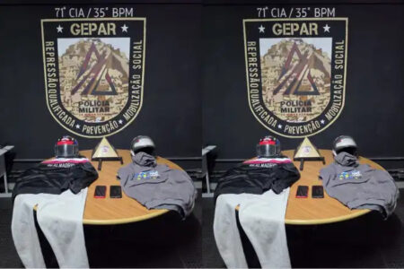 Suspeitos de roubarem motociclista de aplicativo na Grande BH são detidos pela PM - Foto: Divulgação/PMMG
