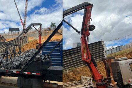 Trabalhador morre após ser atingido por carga de vergalhões em obra na Grande BH - Foto: Divulgação/Corpo de Bombeiros