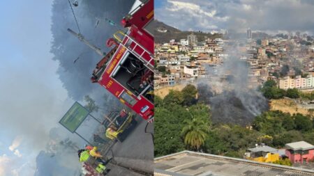 Fogo em vegetação assusta moradores e mobiliza equipes no Parque Santo Antônio, em BH Fogo em vegetação assusta moradores e mobiliza equipes no Parque Santo Antônio, em BH - Foto: Divulgação/Corpo de Bombeiros