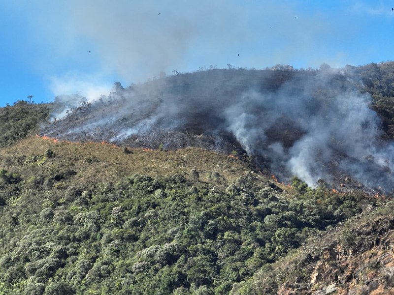 Incêndio atinge Parque Nacional da Serra do Gandarela, na Grande BH - Foto: Divulgação/CBMMG