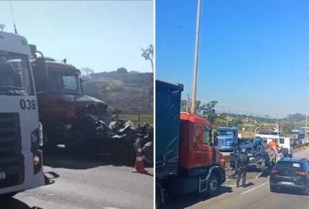 Motorista escapa ileso após carro ficar esmagado em acidente na BR-381, na Grande BH - Foto: Reprodução/Redes Sociais