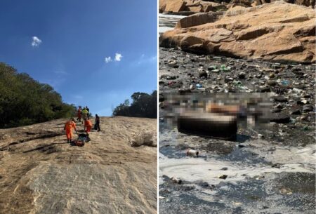 Corpo é encontrado no Ribeirão Arrudas, em BH - Foto: Divulgação/CBMMG