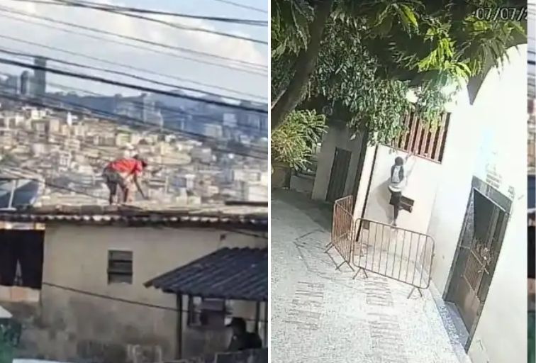 Homem suspeito de furto a igreja foge pelo telhado no bairro Pompeia, em BH Homem suspeito de furto a igreja foge pelo telhado no bairro Pompeia, em BH - Foto: Reprodução/Redes Sociais