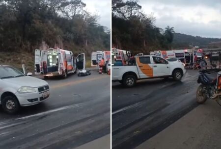 Acidente frontal entre carro e caminhão deixa dois feridos na BR-381, na Grande BH Acidente frontal entre carro e caminhão deixa dois feridos na BR-381, na Grande BH - Foto: Reprodução/Redes Sociais