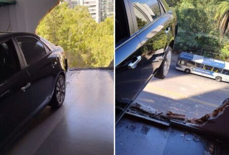 Motorista sofre mal súbito e carro fica pendurado a 20 metros de altura na Grande BH Motorista sofre mal súbito e carro fica pendurado a 20 metros de altura na Grande BH - Foto: Divulgação/CBMMG