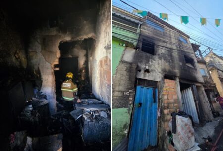 Duas crianças são resgatadas de incêndio em casa no bairro Serra, em BH - Foto: Divulgação/CBMMG