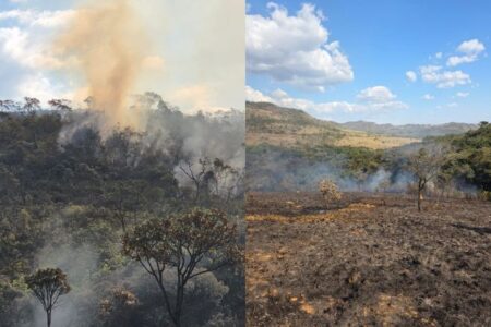 Incêndio avança e mobiliza bombeiros no Parque Serra do Gandarela, em MG - Foto: Divulgação/Corpo de Bombeiros