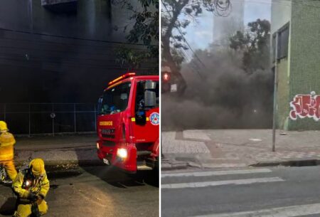 Incêndio em prédio abandonado deixa duas vítimas no bairro Santo Antônio, em BH - Foto: Divulgação/CBMMG