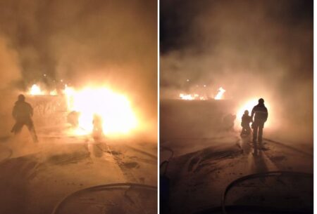 Caminhão-tanque pega fogo e motorista morre carbonizado na MG-010, na Grande BH - Foto: Divulgação/CBMMG